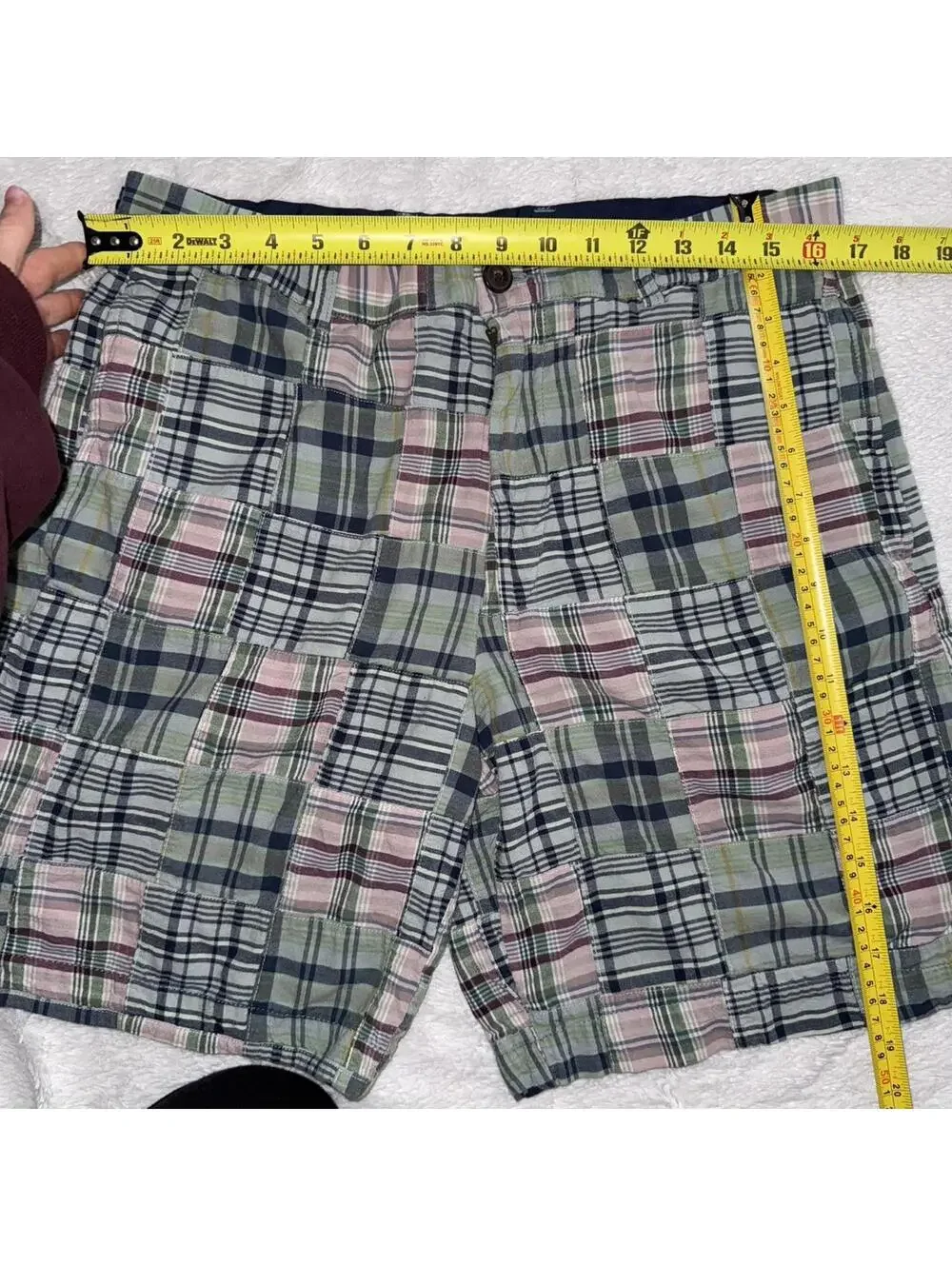 J. Crew Mens vintage madras chino shorts sz 33 plaid patchwork  preppy  resort